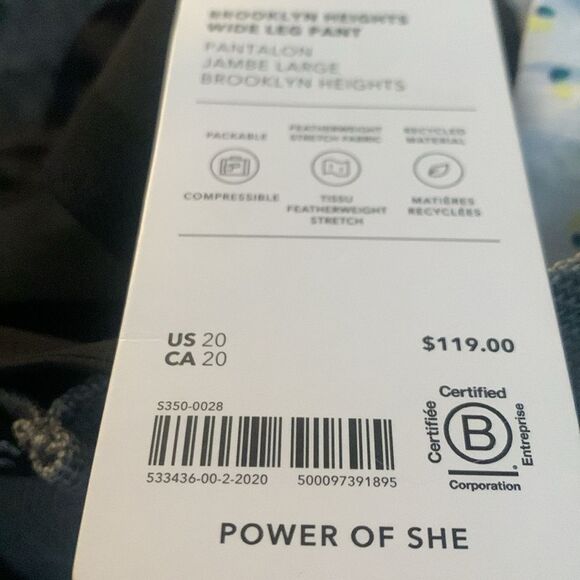 ATHLETA Brooklyn Heights Wide Leg Pant, Black, Size 20 NWT - Picture 15 of 16